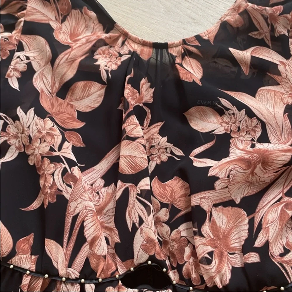 Ever New Lenora Black Mini Dress with Blush Floral Print - Picture 3 of 10